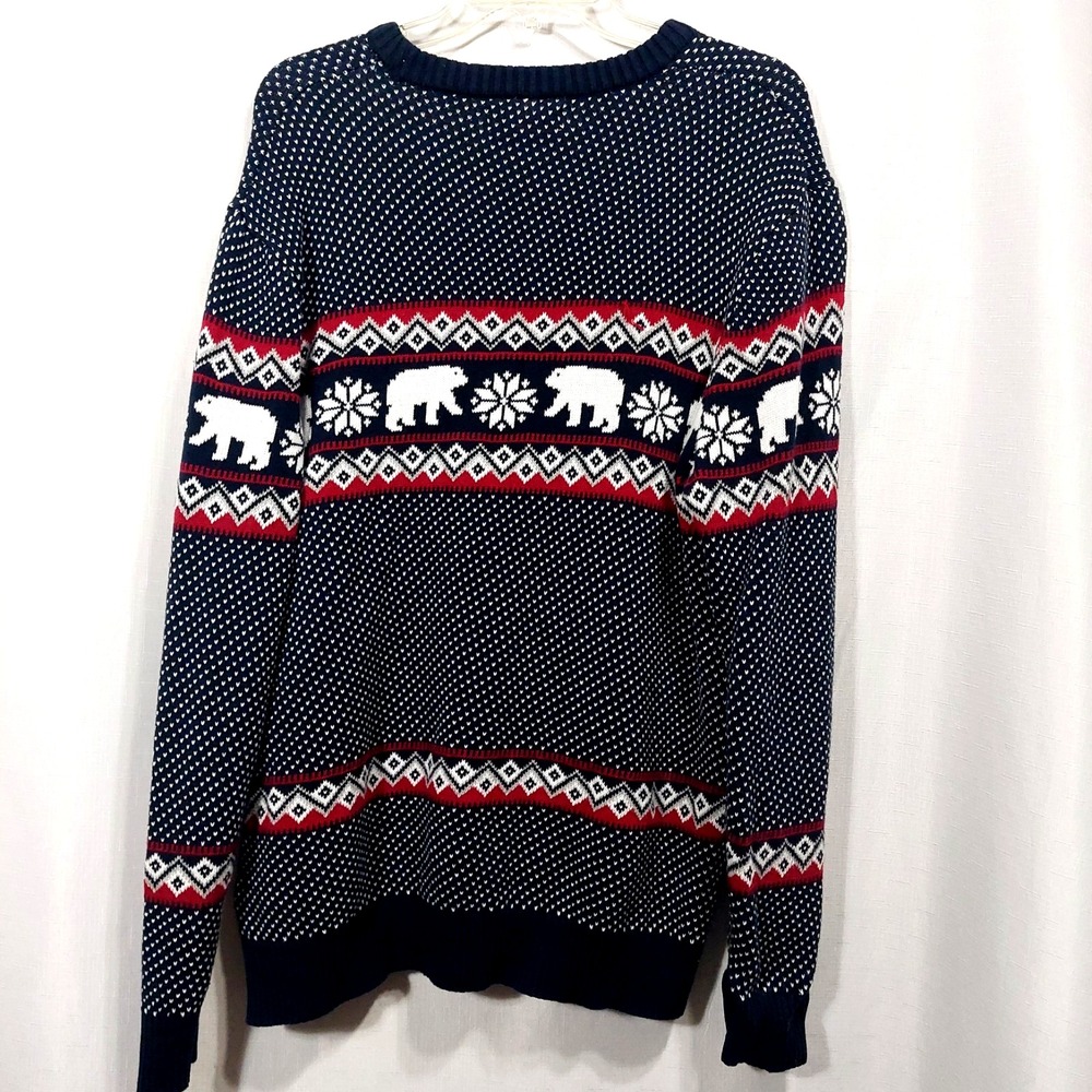 Aspen Mens Size XL Knit Sweater Skiing Holiday Outdoors Bear Snowflake Crew Neck